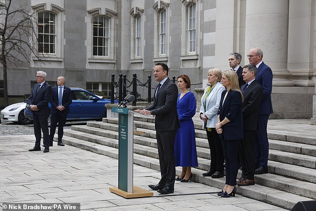 Speaking to the media at the Government Houses in Dublin, Taoiseach Leo Varadkar has announced that he will step down as Taoiseach and as leader of his party, Fine Gael.  Date of photo: Wednesday March 20, 2024