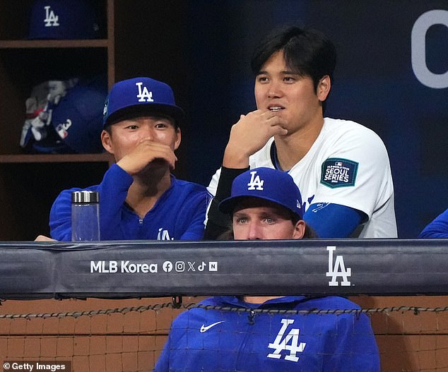 (From left) Yoshinobu Yamamoto and Shohei Ohtani are pictured with Tyler Glasnow (below)