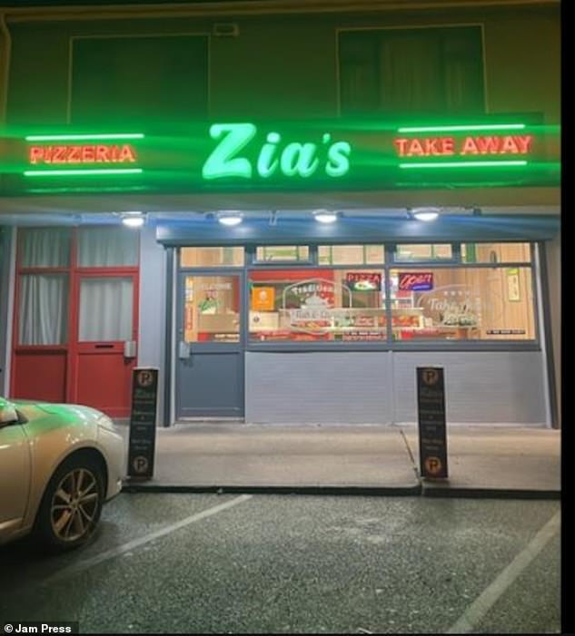 The shocking incident happened at around 8pm on March 19 at Zia's takeaway (pictured) in Walkinstown, Dublin.