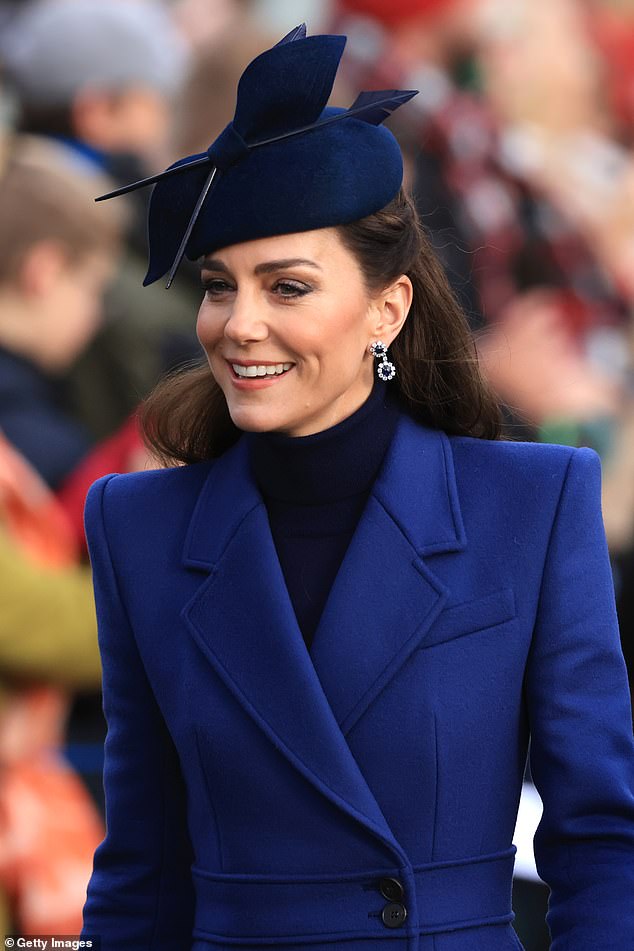 Kate, 41, has not attended a public royal engagement since the Christmas Day morning service at Sandringham Church (pictured) on December 25, 2023