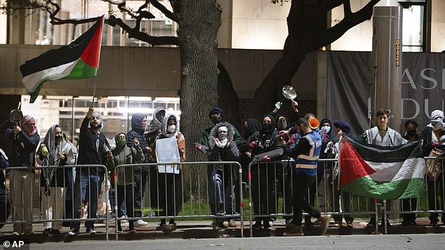 Protesters outside President Biden's hotel in Dallas