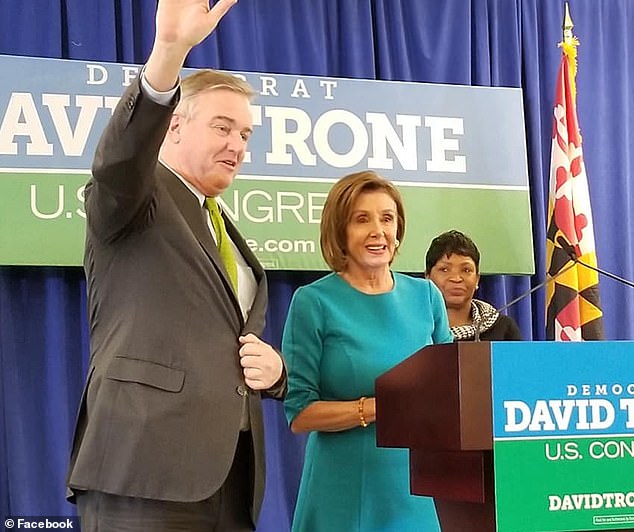 Congressman Trone (left) is seen with Nancy Pelosi, the former Speaker of the House of Representatives