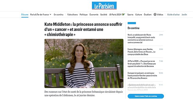 Another French publication, Le Parisien, informed readers of Catherine