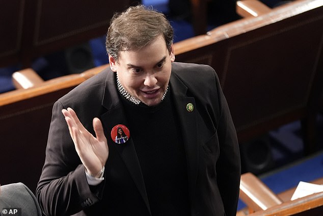 Former lawmaker George Santos brooded around the House of Representatives before Biden's State of the Union address with former colleagues