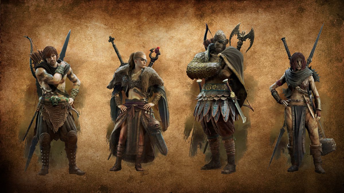 Four Warfarers wield all kinds of weapons in Dragon's Dogma 2