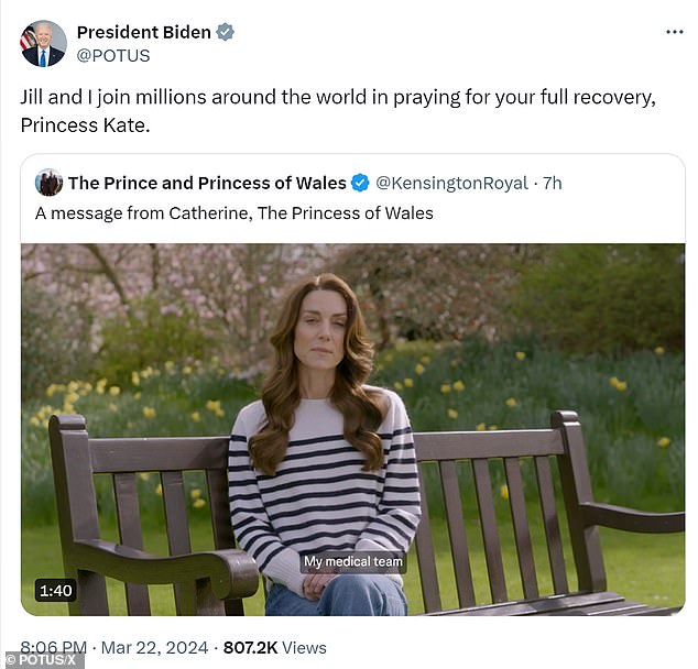 1711160286 297 Joe Biden sends well wishes to Kate Middleton after shock