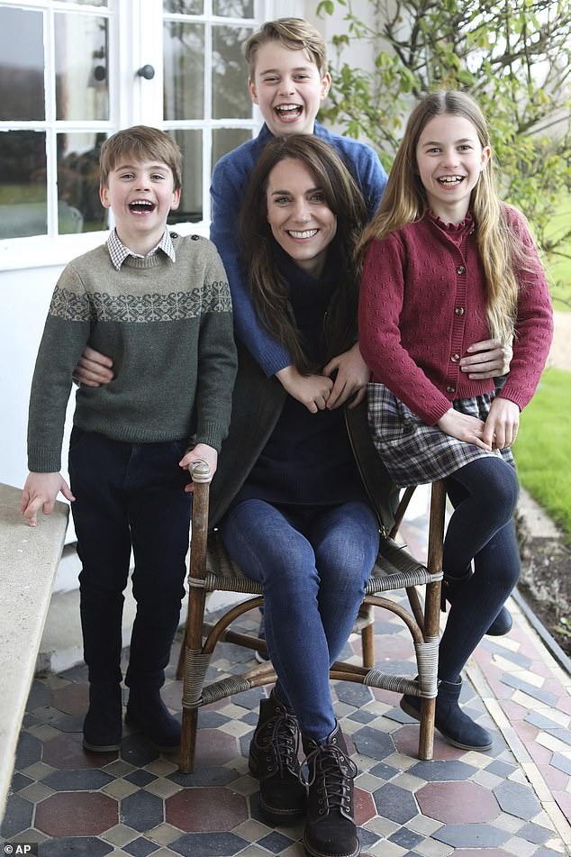 The Princess of Wales with her three children in a photo released on Mother's Day