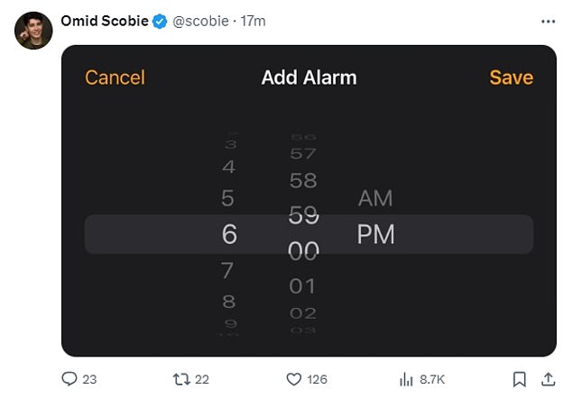 This beaming ghost Scobie tweeted (and then deleted) a photo of his iPhone alarm, set to the exact moment the news would be broadcast around the world.