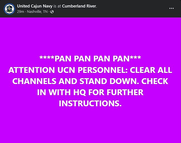 In a post to their social media on Friday morning, the United Cajun Navy ordered all personnel to 