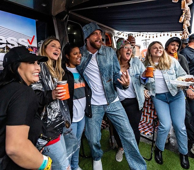 Kelce also mingled with festival goers, who partied the night away with beer or spirits