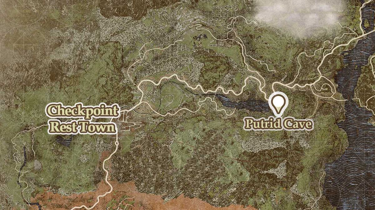 A map shows Rodge's location in the Putrid Cave for the Dragon's Dogma 2 side-quest 'Prey for the Pack'