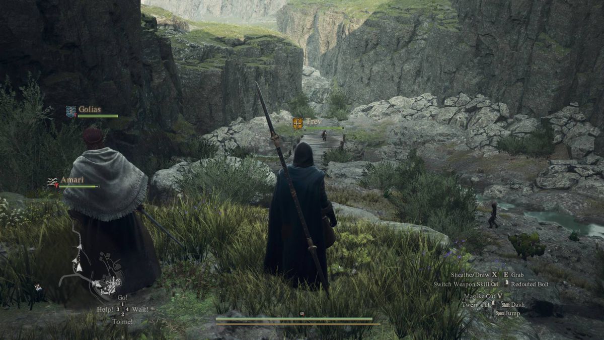 The Arisen overlooks a dried up ravine in Dragon's Dogma 2