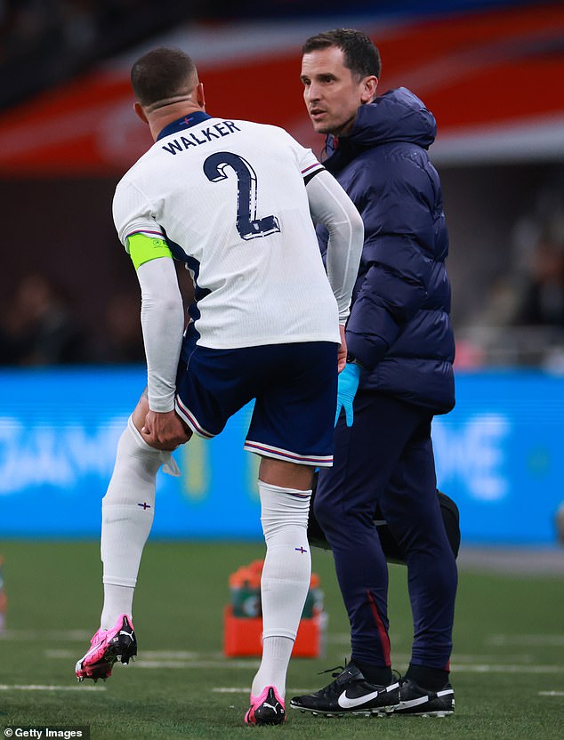 The Man City star appeared to have problems with his hamstring before being substituted