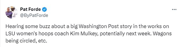 Sports Illustrated's Pat Forde was the first to report that a story on Mulkey would be published