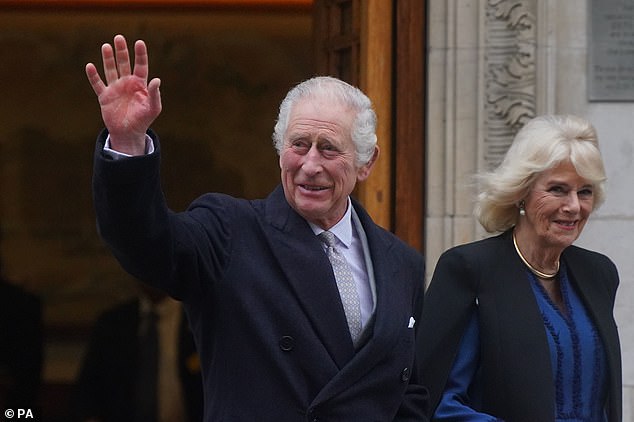King Charles III and Queen Camilla leave the London Clinic in central London, where he had undergone prostate surgery on January 29