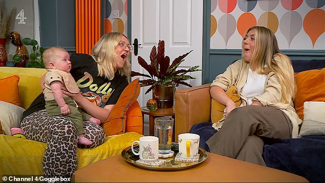 Poop gate: Gogglebox fans were left in stitches on Friday night when Ellie Warner's three-month-old baby pooped on her during the show's opening scene