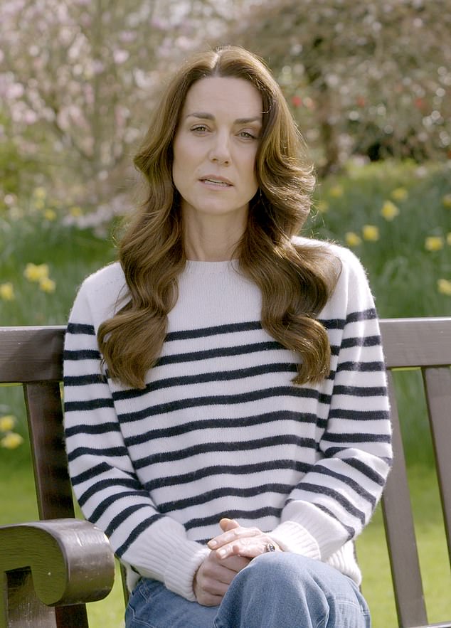 Kate sent the message that she is not a princess, but a school mom, wife and homemaker as she revealed her cancer diagnosis in a low-key sweater with Breton stripes