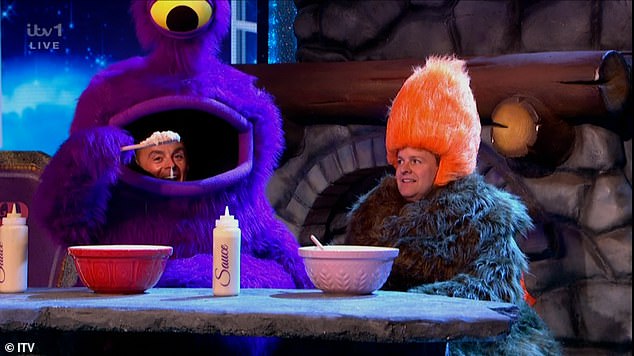 Ant and Dec were then forced to dress up as their hilarious monster alter-egos Anty and Decky, and the duo then brought to life everything Cat said as they told the story.