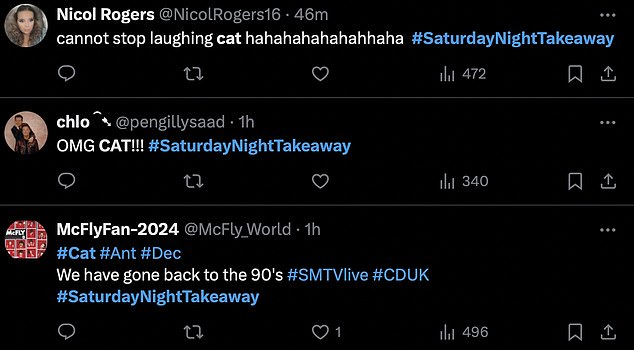 1711232226 572 Saturday Night Takeaway fans are left in hysterics as Cat