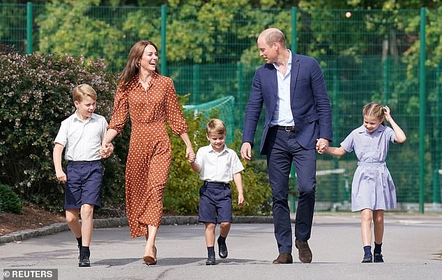 Prince William and Kate with George, Louis and Charlotte for an orientation afternoon at Lambrook School in 2022