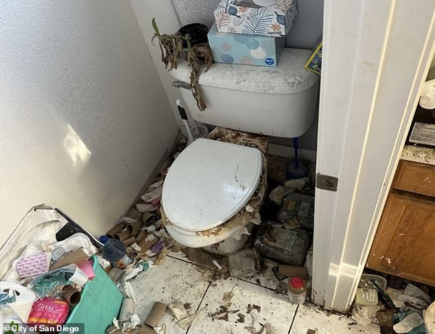 An investigator who searched the home said 'words cannot adequately describe' the horrific state in which Golden left her master bathroom