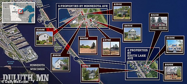 Ten of the homes purchased by Cargill are seen close together in this image, with an average price of approximately $477,000