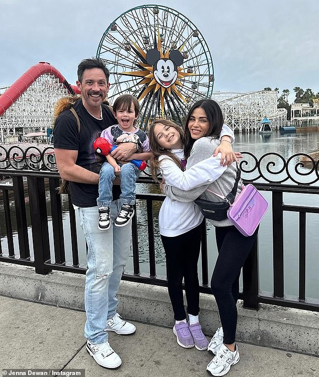 Dewan seen with fiancé Steve Kazee, son Callum, four, and daughter Everly