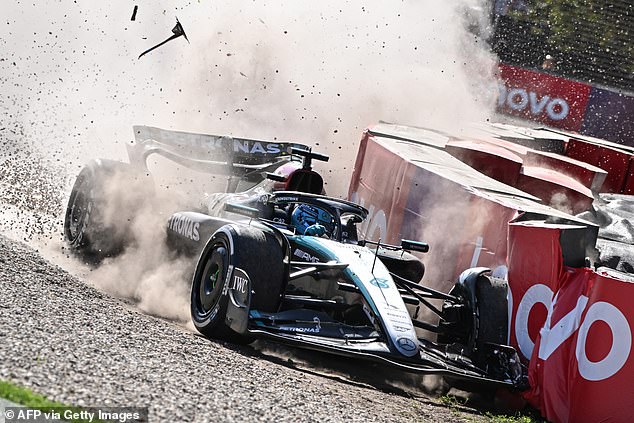 Mercedes' misery continued when George Russell arranged a DNF on the final lap after hitting the barrier