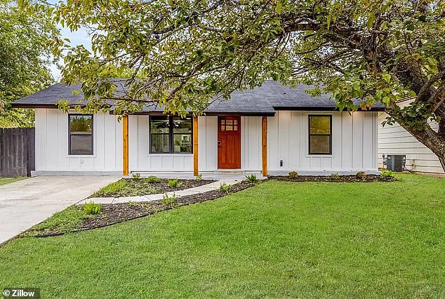 Zillow data shows that the average rent in Austin is now $2,112 lower than a high of $2,395 in June 2023. Pictured: A home in Austin, Texas, for sale for $525,000