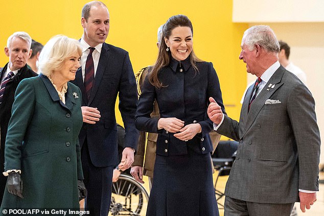 The King and Queen pictured with the Prince and Princess of Wales during their visit to the Defense Medical Rehabilitation Center in Loughborough, Warwickshire, in 2020