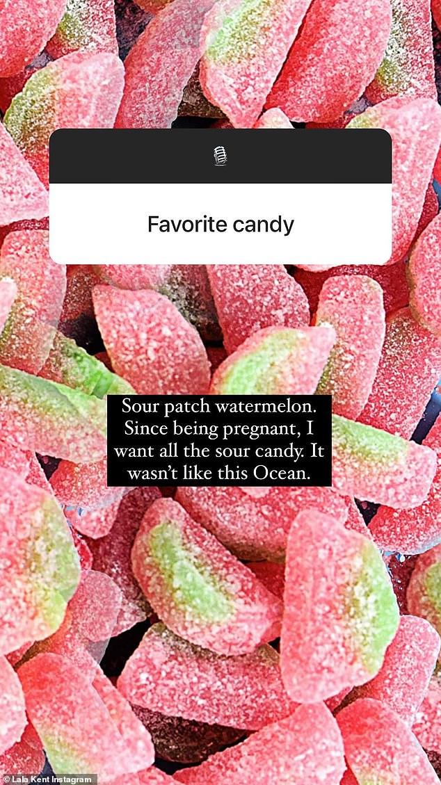 An Instagram user also asked Kent about her favorite candy and she replied that she preferred watermelon flavored sour candies.  “Ever since I got pregnant, I want every sour candy.  It wasn't like that (with) Ocean,” she recalled