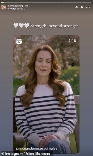 Alice shared a clip of Kate's video