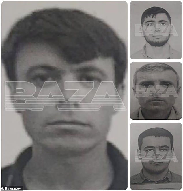 Russian media share photos of four suspected terrorists in the Crocus concert hall massacre in Moscow, with their names as (clockwise from left) Makhmadrasul Nasridinov, 27, Rivozhidin Ismonov, 51, Shokhindzhonn Safolzoda, 21, Rustam Nazarov, 29