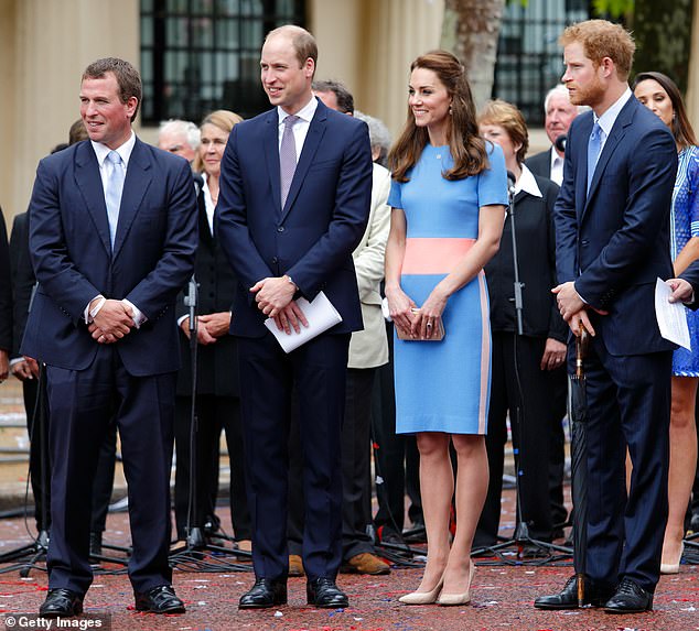 Peter Phillips, Prince William, Duke of Cambridge, Catherine, Duchess of Cambridge and Prince Harry attend 'The Patron's Lunch in 2016'