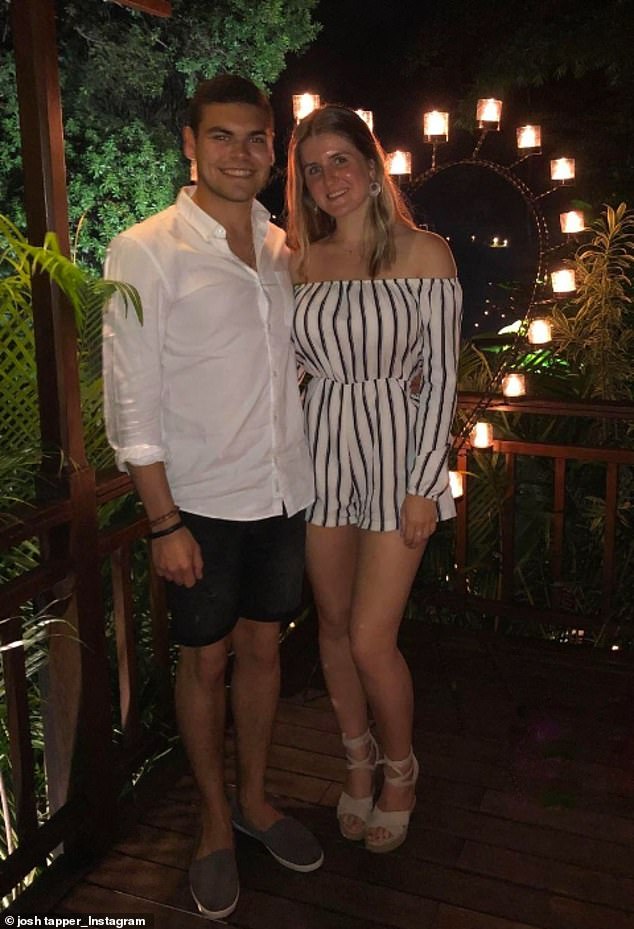 An excited Amy shared a photo of her brother and Hannah flashing her ring and wrote: 'The phone rang that I've been waiting for and the best news in the whole world'