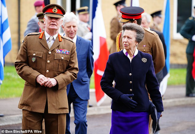 According to an analysis of public events and official meetings by the Sunday Telegraph, the king came in second place, with 425 engagements.  Anne at an engagement this week