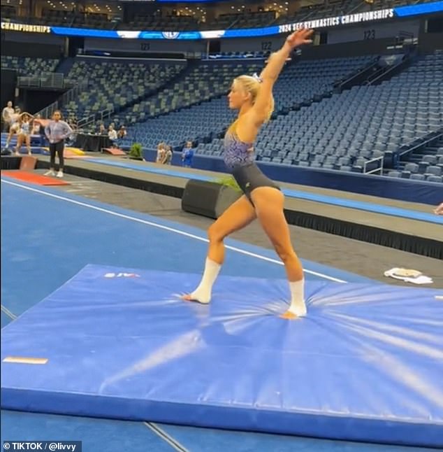 Dunne also shared highlights of himself on the floor, bars and balance beam during the meet