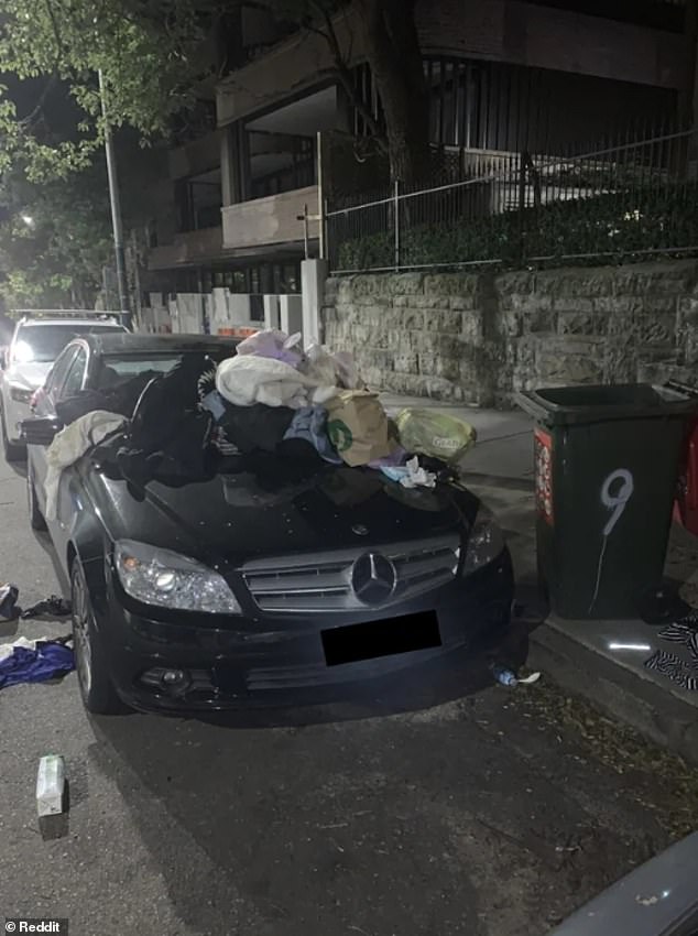 Meanwhile, in the neighboring suburb of Potts Point, another vehicle was spotted with clothing spread across it