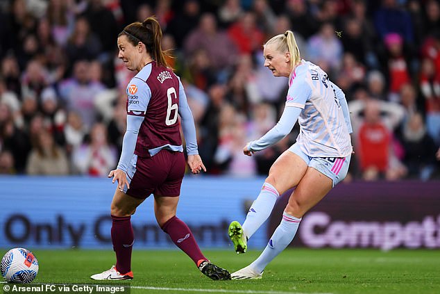 Stina Blackstenius was in an offside position and handled the ball after a fall before taking off past Anna Leat in the Villa goal