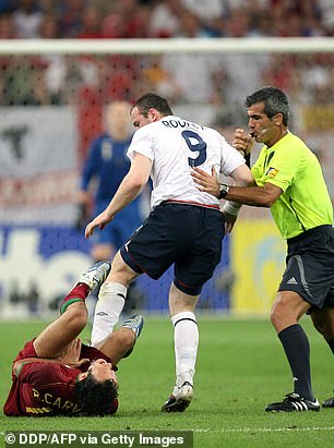 Wayne Rooney stomped on fellow Manchester United teammate Cristiano Ronaldo during the 2006 World Cup in England during a quarter-final against Portugal