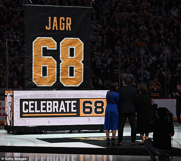 Jagr's number was elevated by the Penguins as his legendary career was honored