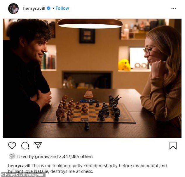 The Superman actor confirmed he was dating Natalie on social media in April 2021 with an adorable chess photo and caption