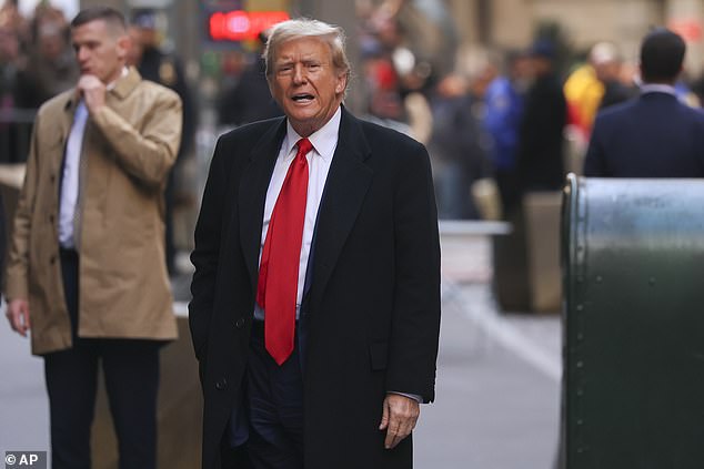 Former President Donald Trump said as he arrived for a press conference at 40 Wall Street following a pre-trial hearing in Manhattan Criminal Court on Monday in New York