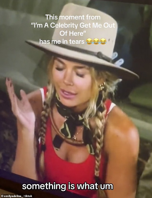 During the segment, Skye became tongue-tied when she couldn't correctly identify the name given to paleontologists.  A TikTok user later uploaded the clip to her channel with the caption: 'This moment from I'm a Celebrity...Get Me Out of Here had me in tears'