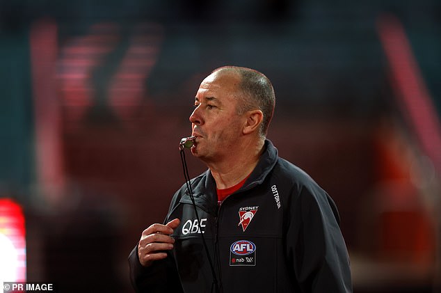 Sheppard said she made a 'poor error of judgement' (Swans AFLW coach Scott Gowans is pictured)