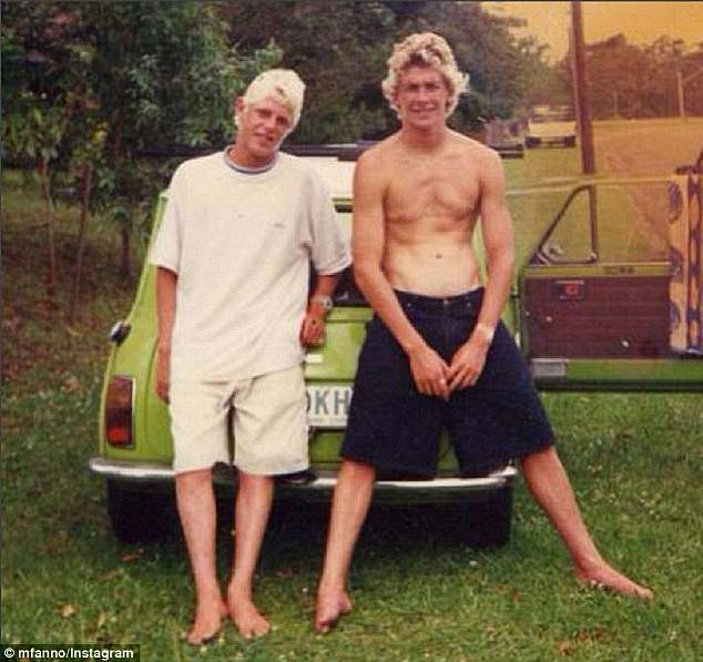 Mick Fanning (left) is pictured with his older brother Sean, who died in a car crash in 1998