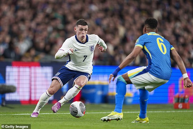 Foden started the right win in place of the injured Bukayo Saka against Brazil