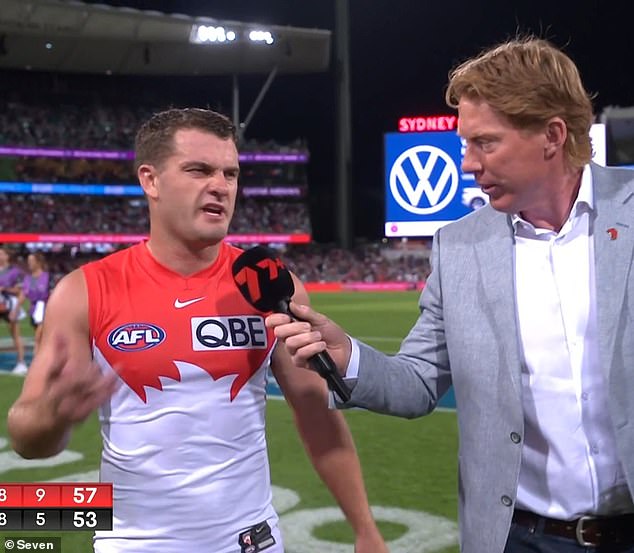 Tom Papley (pictured commenting on Channel Seven at half-time) suggested Essendon would target the Swans off the ball during the match