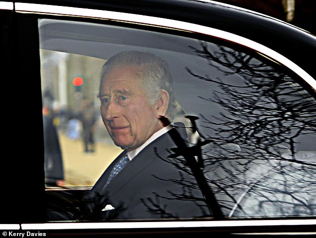 King Charles III, who was himself undergoing treatment for cancer, arrived at Clarence House on Tuesday