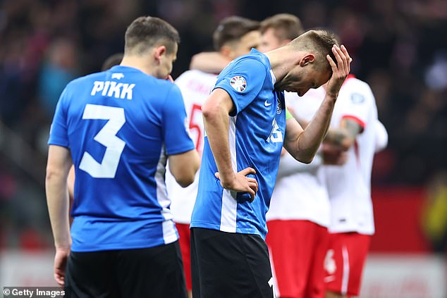 Estonia secured a play-off spot despite finishing bottom of the group - and were beaten 5-1 by Poland last week